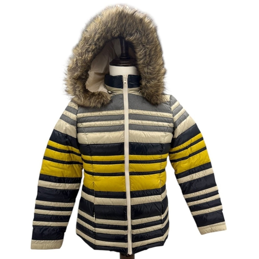 J.McLaughlin Women's Packable Down Puffer Jacket Small Removable Faux Fur Hood